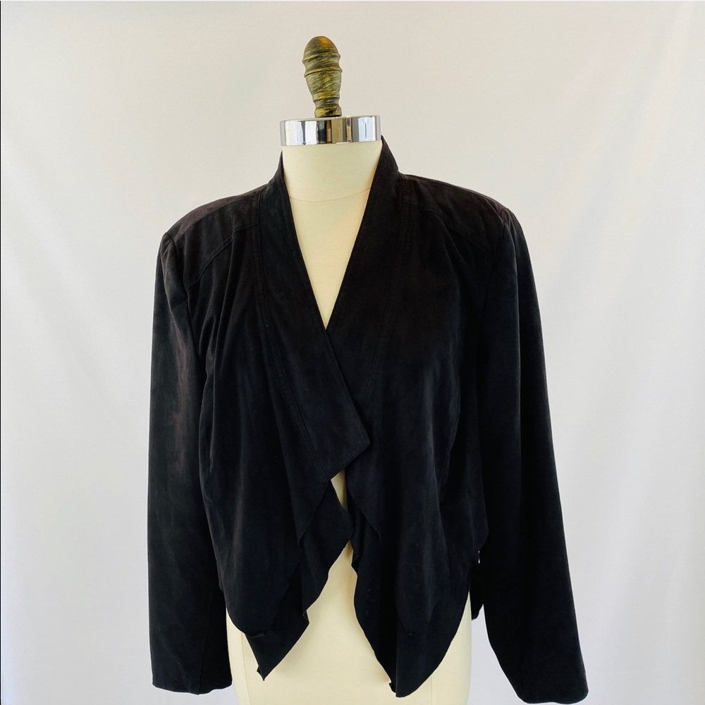Dark Navy Blue Faux Suede Jacket